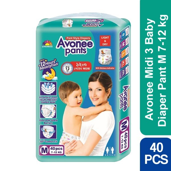 Avonee Midi 3 Baby Diaper Pant M 7-12 kg 40 pcs