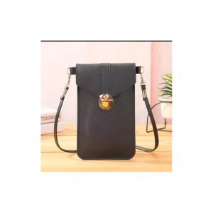 Women's PU Leather Phone Holder With Neck Strap Wallets Touch Screen Bags(black) Code : 146