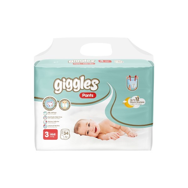 Giggles Baby Pants Midi 4-9 Kg 34 Pcs