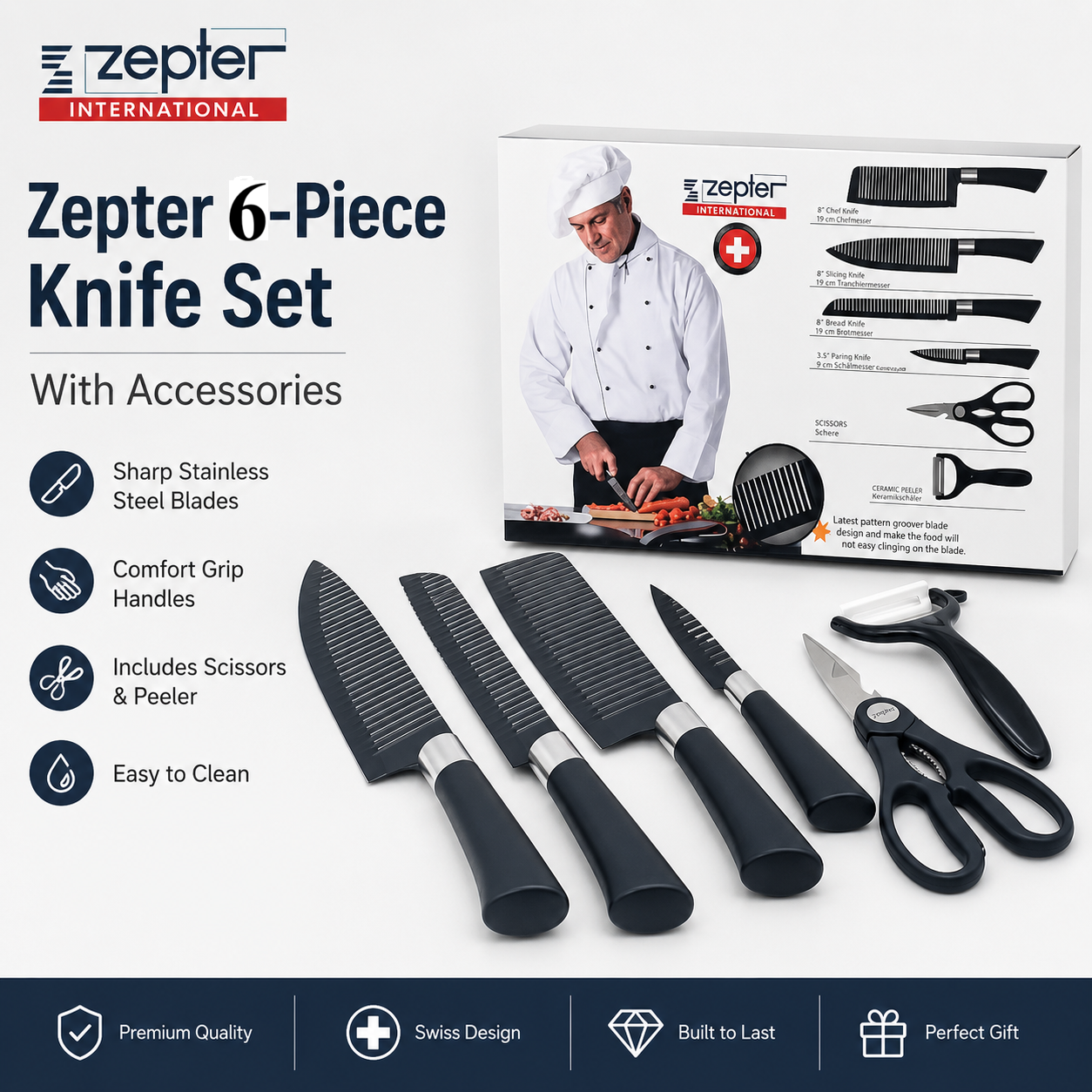 Zepter 6-Piece Knife Set with Accessories