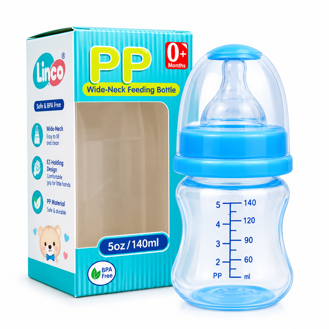 Linco PP EZ-Holding Wide-Neck Feeding Bottle 5oz 140ml (L-22137)