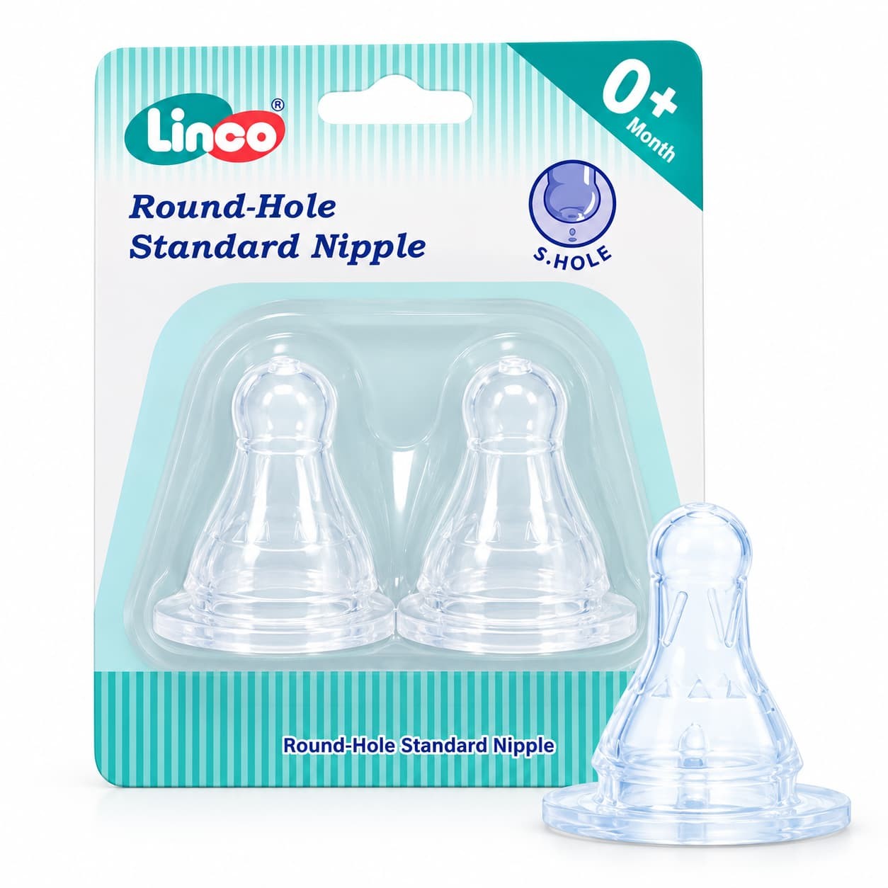 Linco Round Hole Standard silicone nipple ( 0+ ) 2 pcs (M hole) L-22202