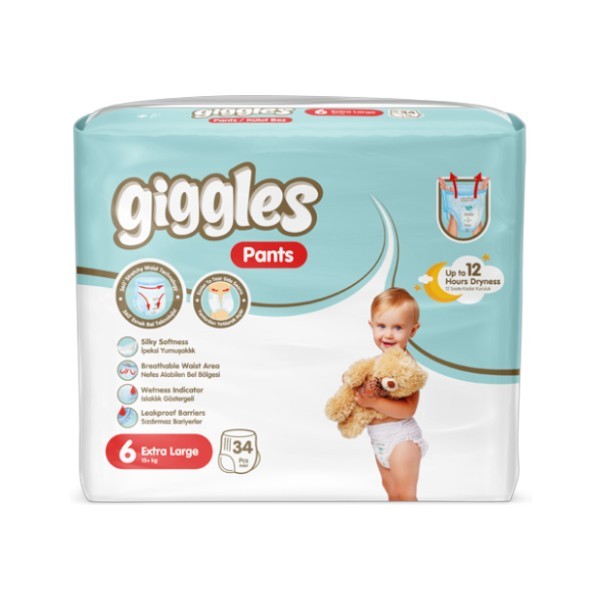 Giggles Baby Pants 6# Extra Large (15+Kg) 34 Pcs