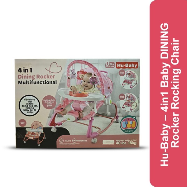 Hu-Baby – 4in1 Baby DINING Rocker Rocking Chair with Wheels Vibrating Music