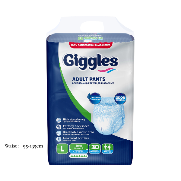 Giggles Adult Pants Large (95-135cm / 70+ kg) 30 Pcs