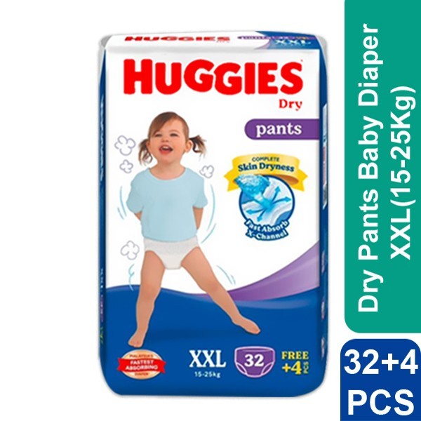 Huggies Dry Pants Baby Diaper XXL (15-25Kg) 32+4 PCS