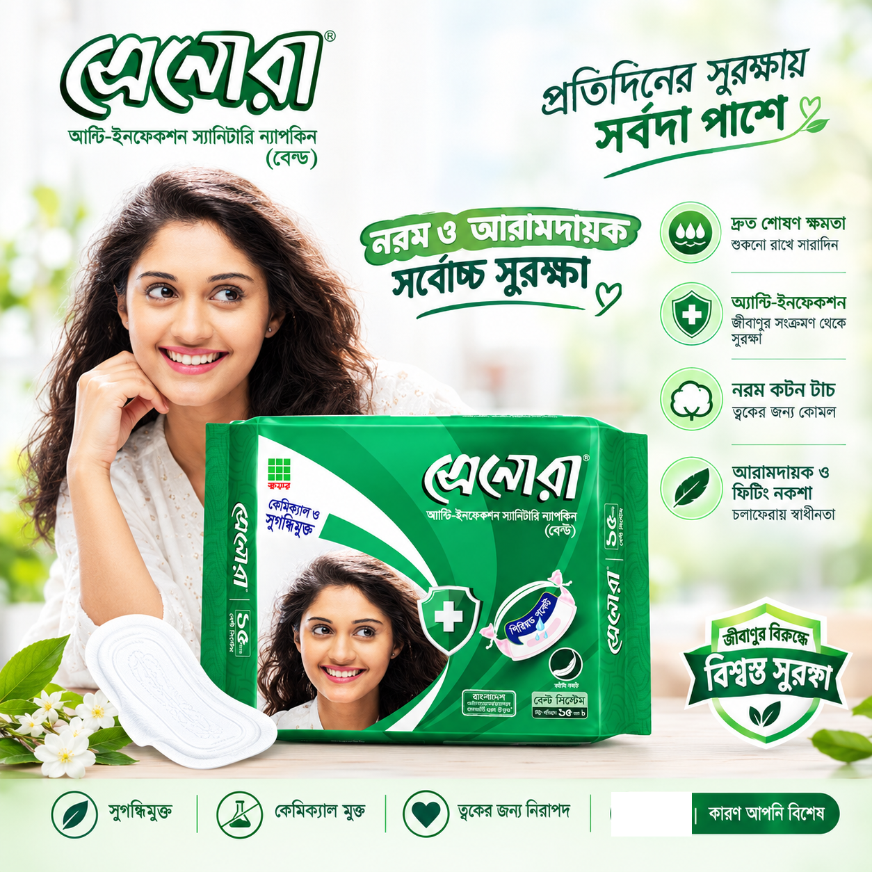 Senora Belt Sanitary Napkin Anti Infection 15 Pads
