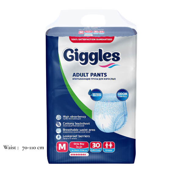 Giggles Adult Pants Medium (40–70 kg / 70–110 cm) – 30 Pcs