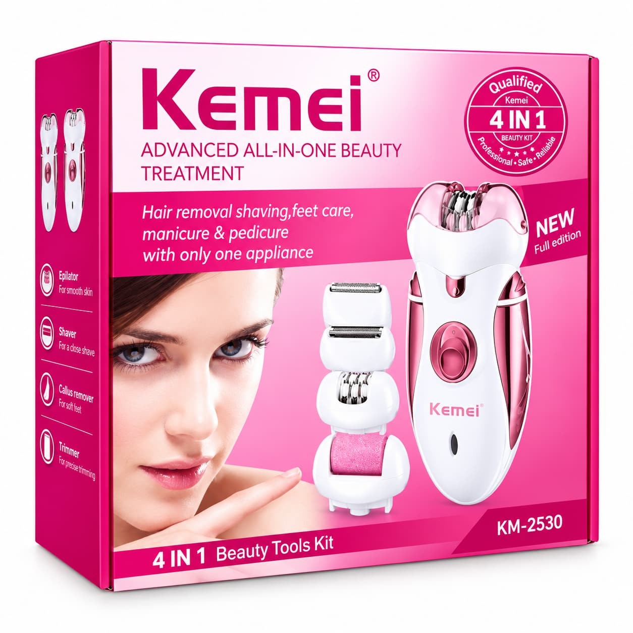 Kemei KM-2530 Rechargeable Epilator & Shaver 4 in 1 Beauty For Women