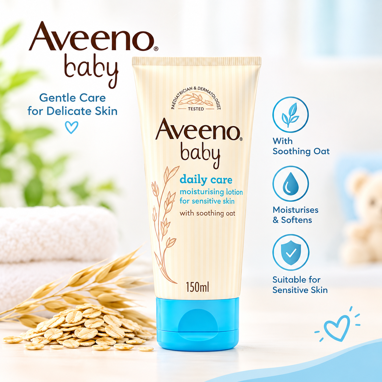 Aveeno Baby Daily Care Moisturising Lotion for Sensitive Skin 150ml