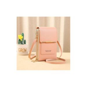 Women Bags Soft Leather Wallets Touch Screen ( pink color ) Code : 49