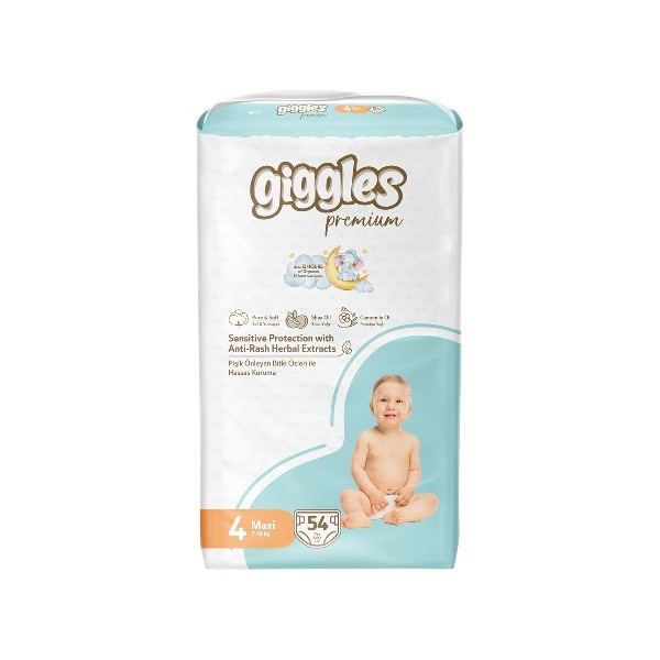 Giggles Premium Baby Diaper (7-18 Kg) Maxi 54 Pcs