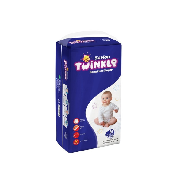 Savlon Twinkle Baby Pant Diaper 6-12 Kg M- 40 pcs