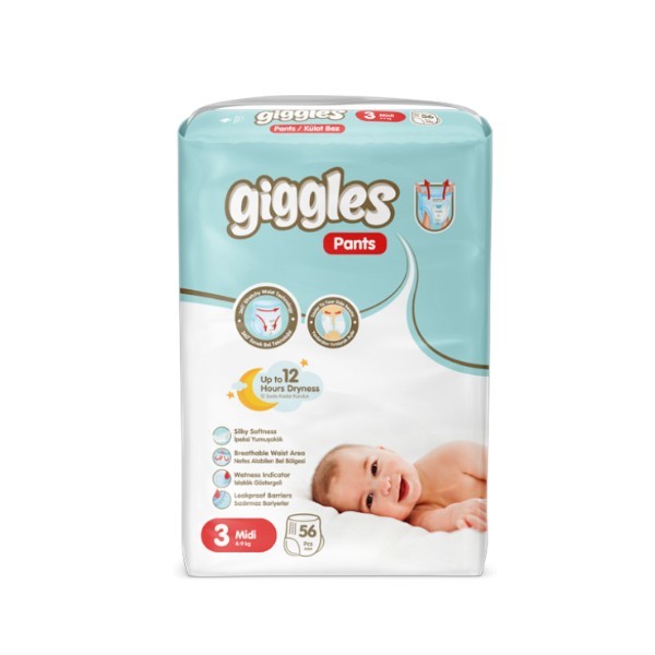 Giggles Baby Pants 3Midi 4-9Kg 56 Pcs