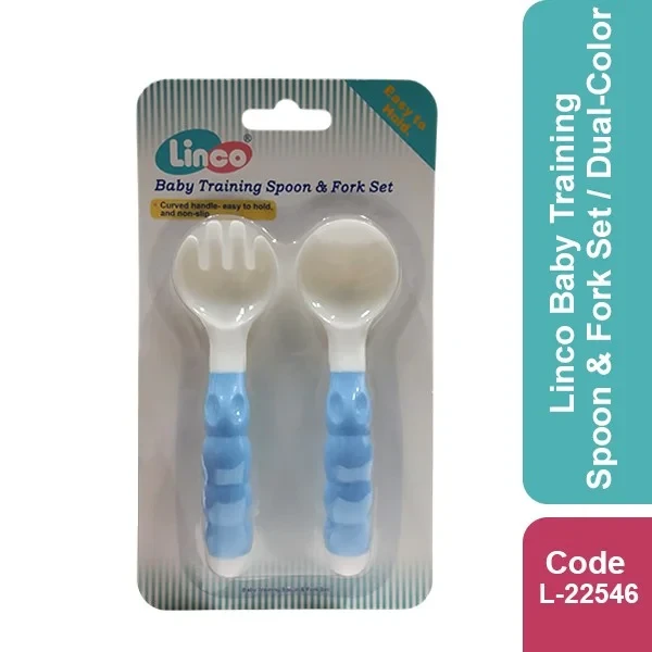 Linco Baby Training Spoon & Fork Set / Dual-Color L-22546
