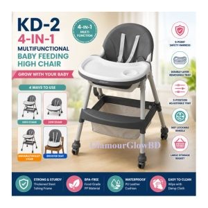 Baby Feeding High Chair with Safety Harness & Storage Basket – Model KD-2