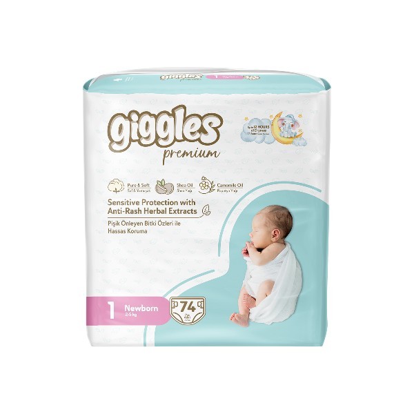 Giggles Premium New Born 2-5kg Belt 74pcs