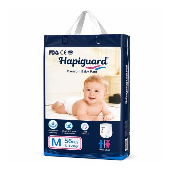 Hapiguard Premium Baby Pant M 6–12kg – 56 Pcs